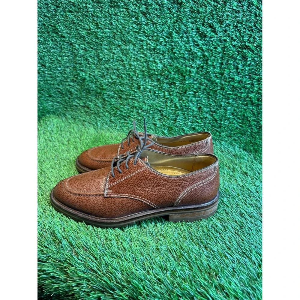 Zelli‎ Brown Pebbled Leather Oxford Split Toe Shoes Mens 8.5 M Made in Italy